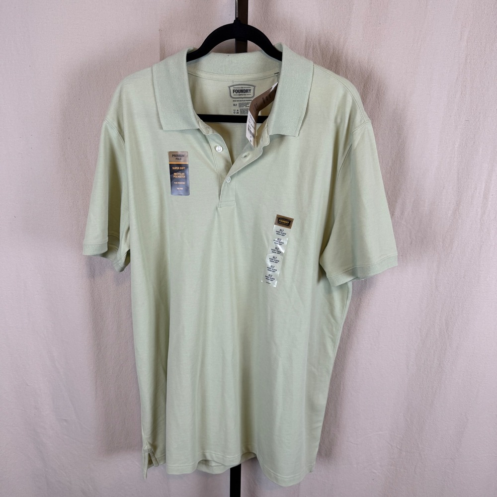 NWT Foundry Big & Tall Mens XLT Polo Shirt Celadon Green Quick-Dri Cotton Blend